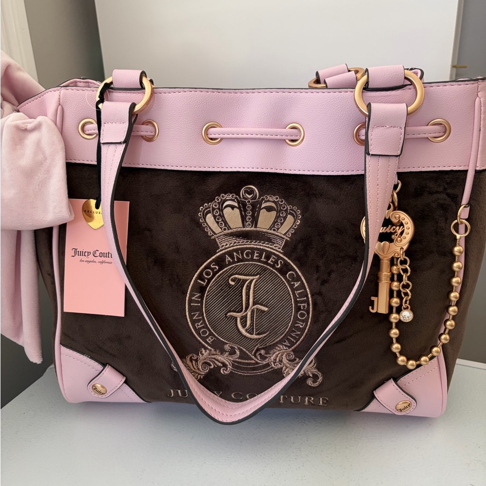 Juicy Couture Pink and Brown Tote Bag